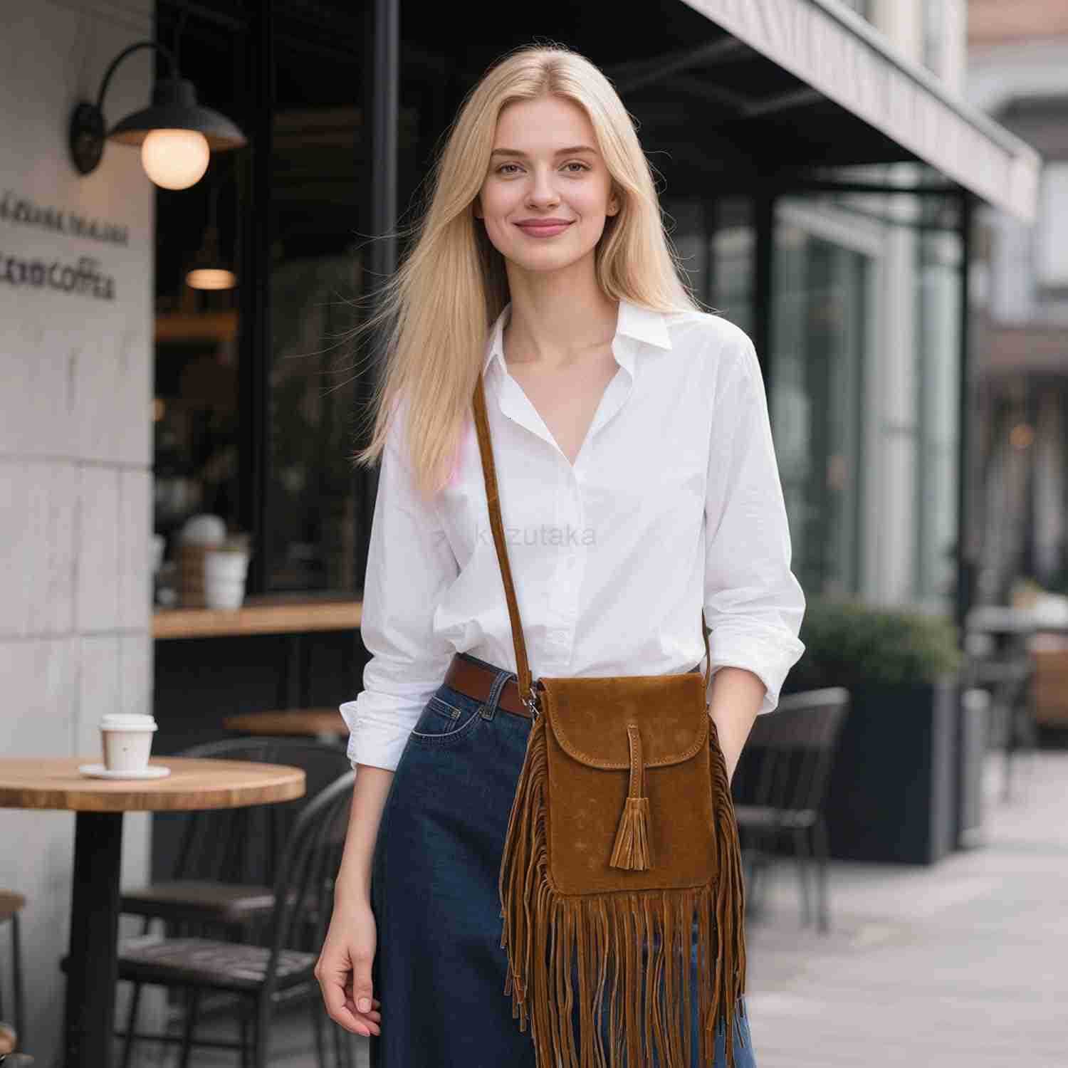 Small Crossbody Bags for Women Trendy Designer Cell Phone Bag Suede Tassel Wallet Purses with Card Slots Z250910