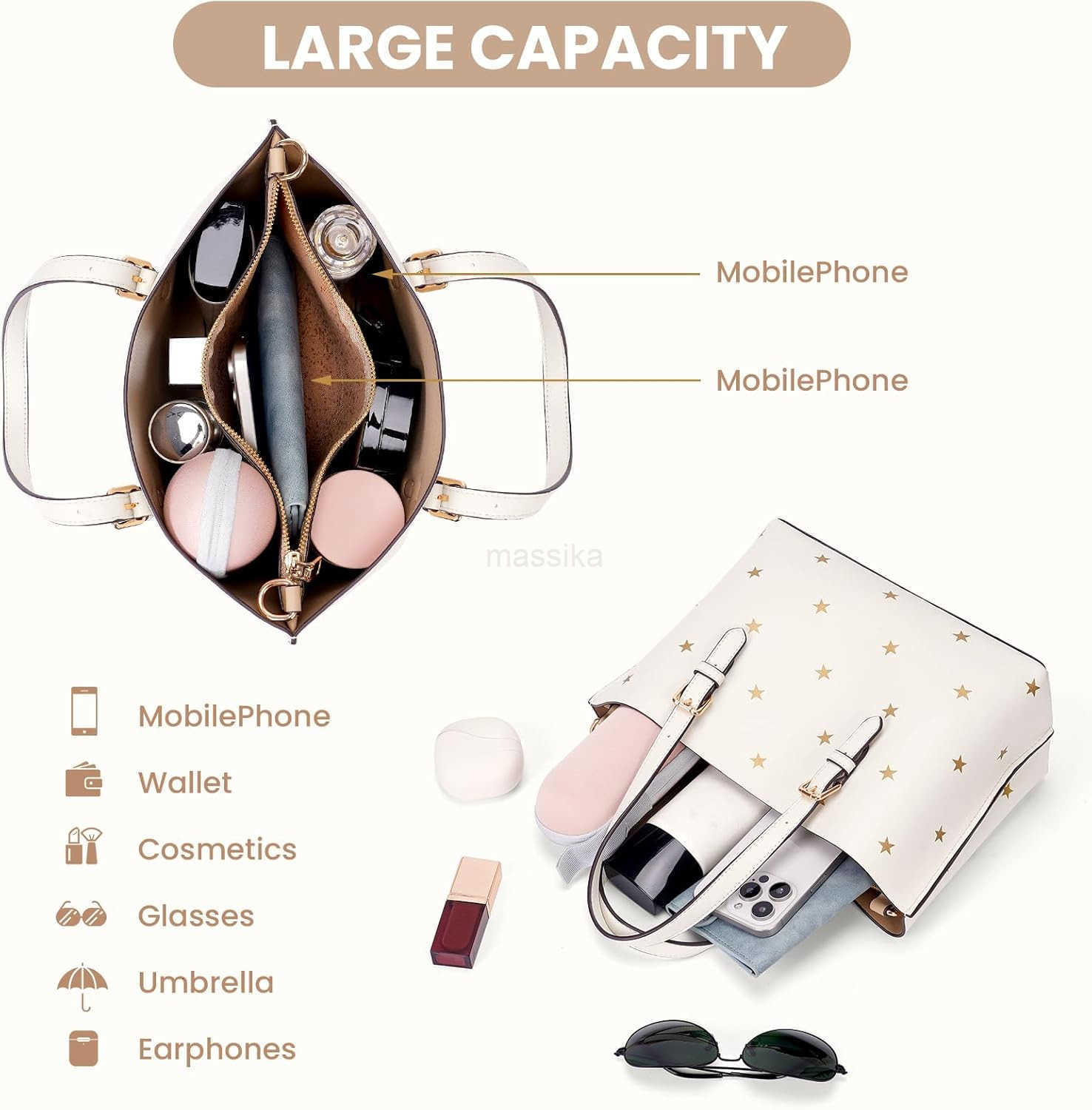 Star Print Tote Bag for Women Tophandle Crossbody Bags Soft PU Crossbody Tote Large Capacity Womens Satchel Handbag M250910