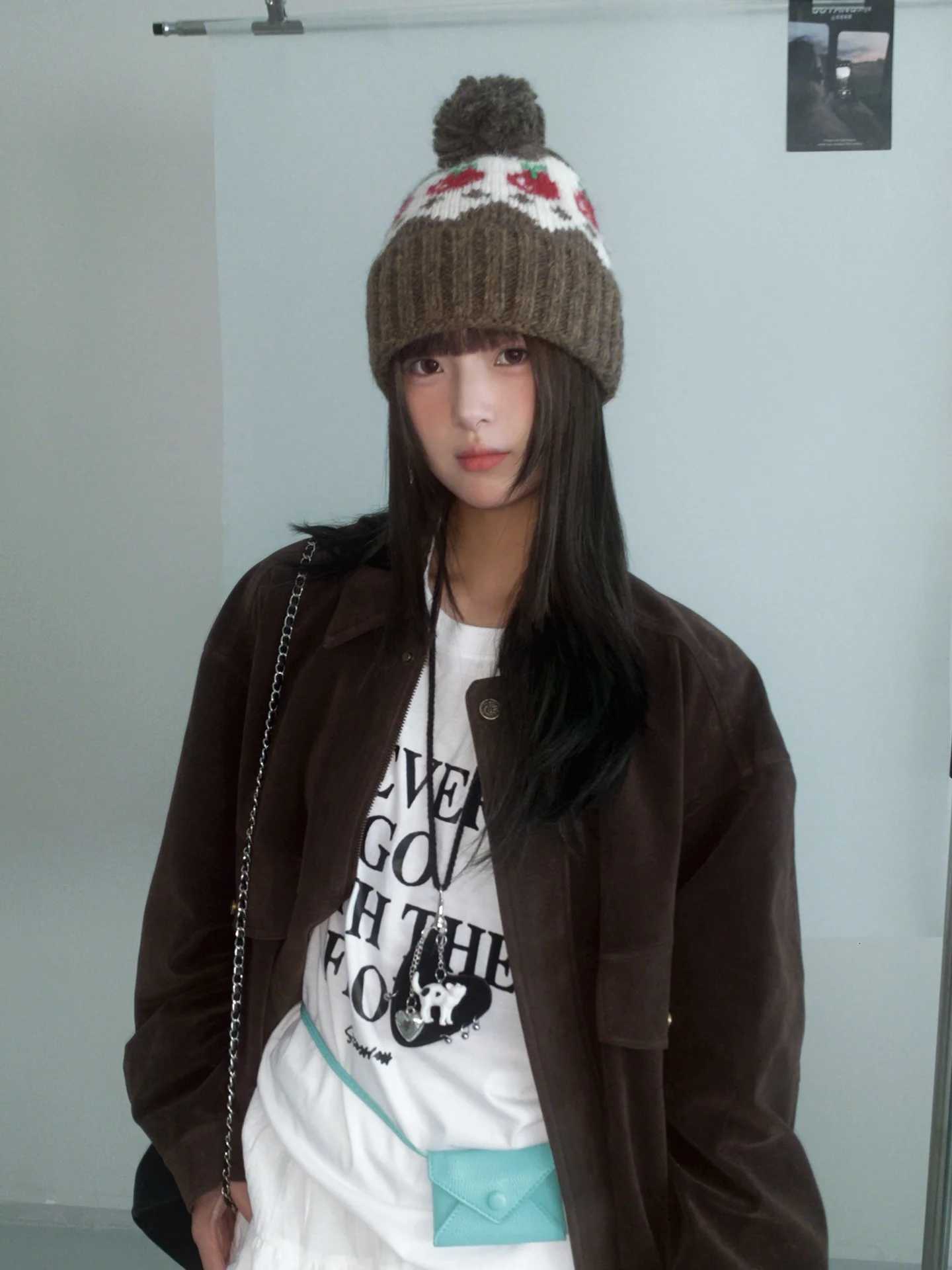Woolen Hat For Women Autumn And Winter Warm Versatile Knitted Hat With Earmuffs Mountaineering Knitted HatXJ250910