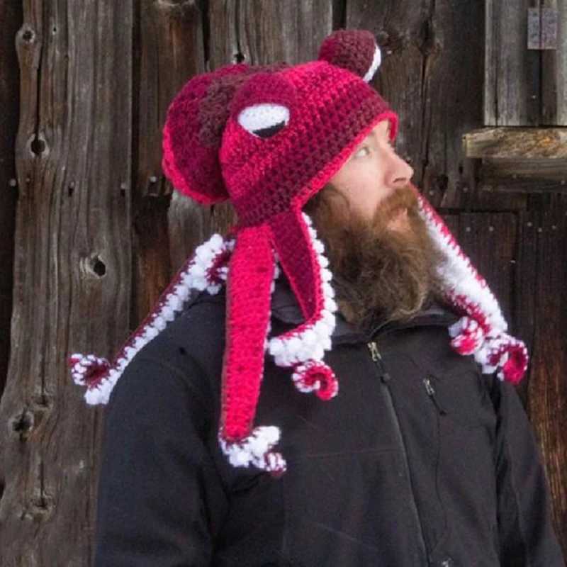 Octopus Adult Tentacle Hat Handwoven Knitted Octopus Hat Christmas Halloween Costume CosplayXJ250910