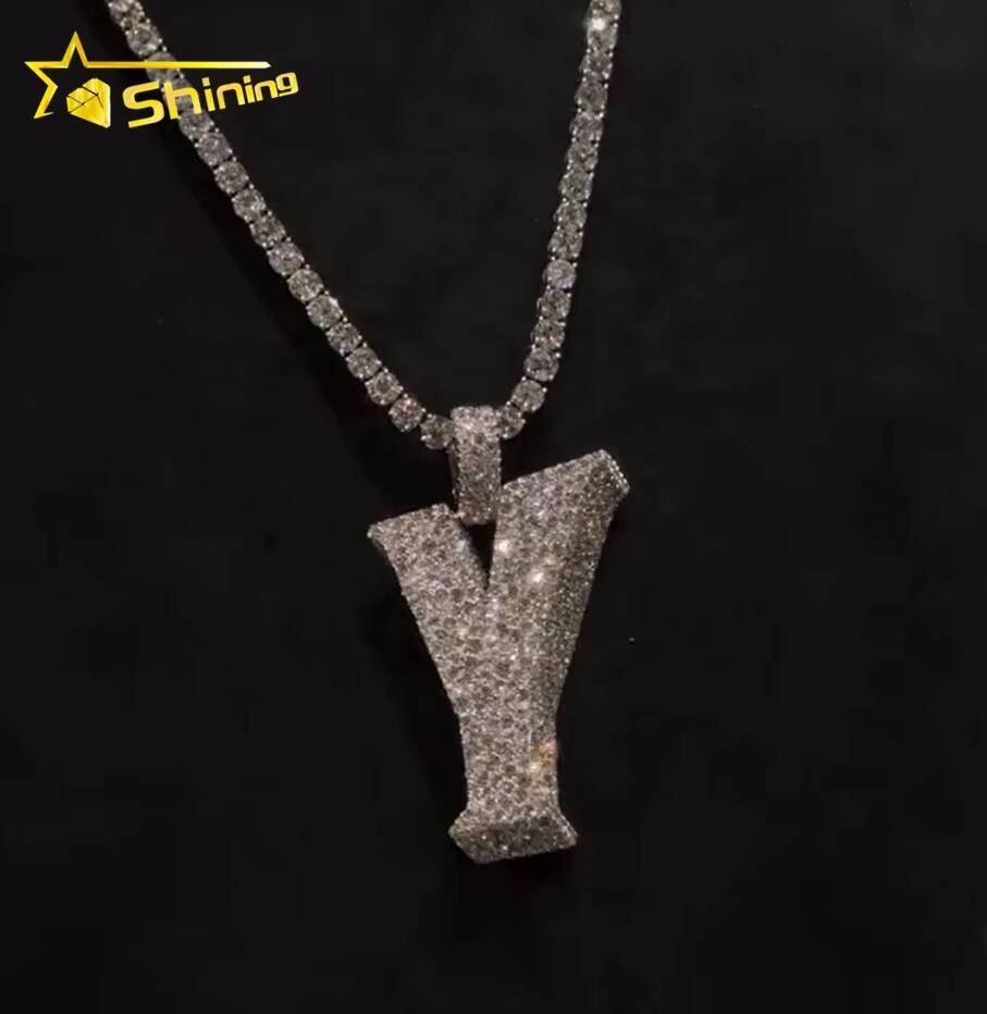 Custom New Charms Hip Hop Moissanite Pendant Gold Plated S925 VVS Pass Diamonds Test Moissanite Iced Out Letter Pendant