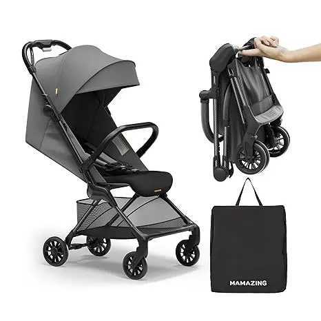 Ultra Air X Lightweight Baby Stroller for Travel 99lbs Carbon Fiber Frame with UPF50 Canopy Safe Belt BLACK W250910