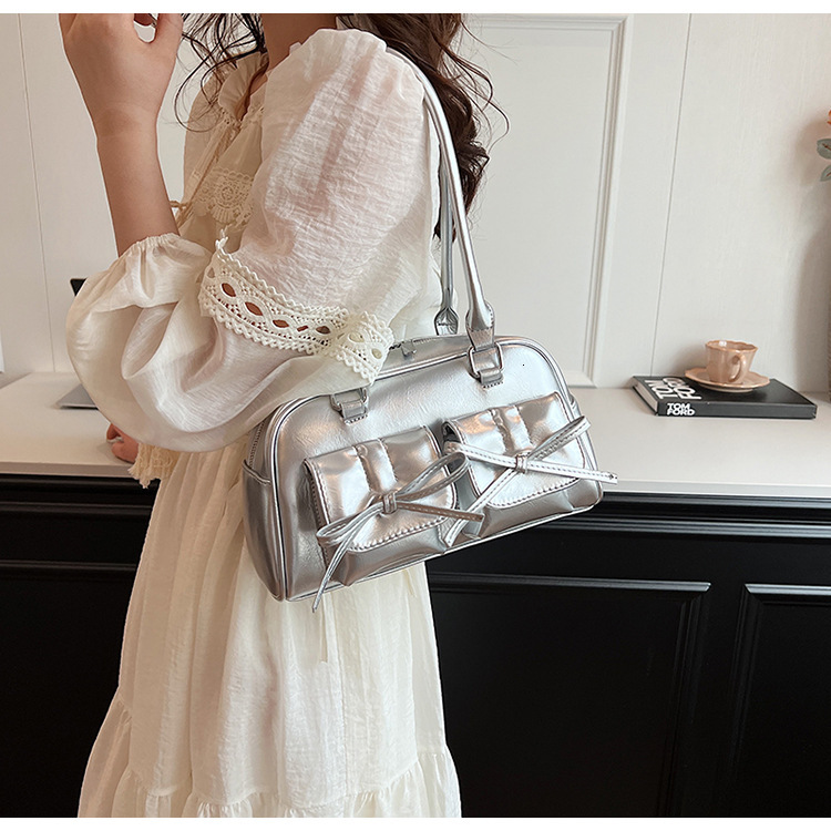 Summer New Women S Luxury Bag Bag Designer Bag Korean Style Bowknot Underarm Free Shipping Bag Niche Ballet Style Large Capacity Bowling Ball Shoulder