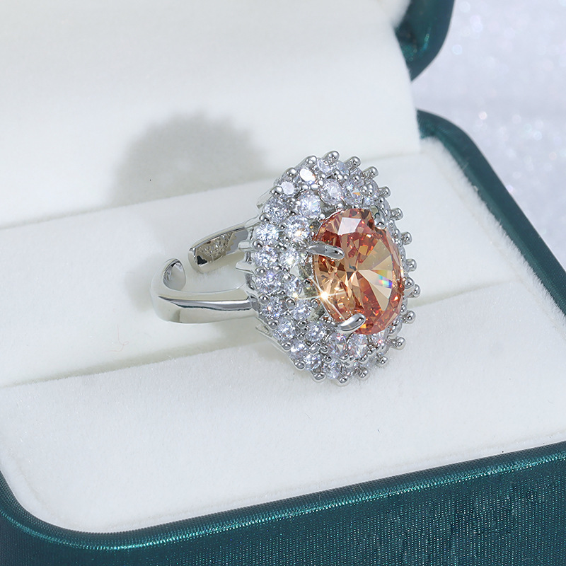 Luxury Brand Designer Jewelry Super Shiny Colorful Gemstone High-End Ring For Women, Ins Style, Luxurious And Elegant, Versatile Niche Design, Interne