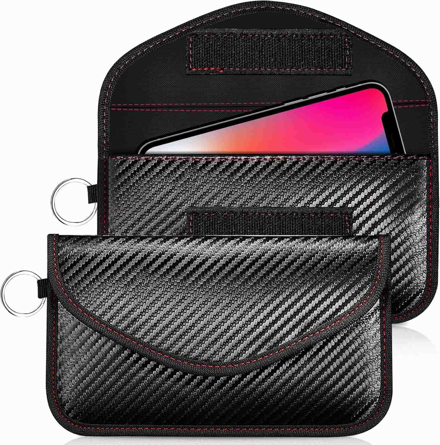 Bags for Phone and Key Fob 2 Pack Pouchs Faraday Car Key Signal Blocker RFID Blocking Pouch Car Keys Fob Protector 78 Anti Theft Phone Pouch with Sign