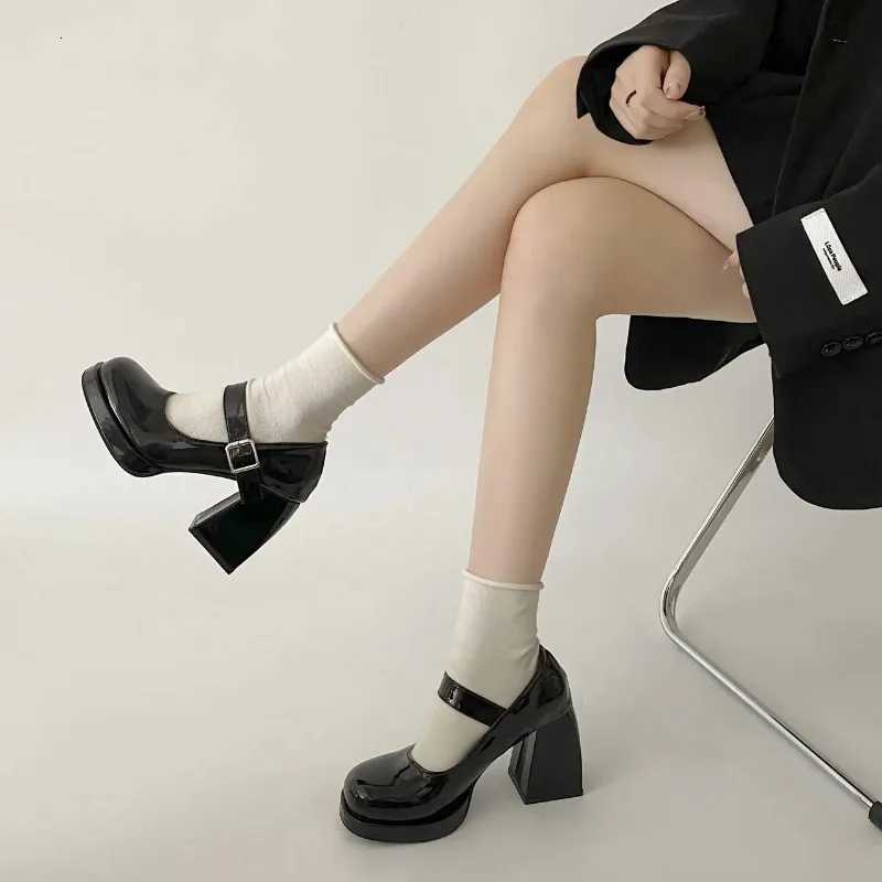 2024 Mary Jane Shoes Women Fashion Chunky Platform Pumps Woman Elegant Retro office high heels Thick Heeled Party Shoes 42 W250910