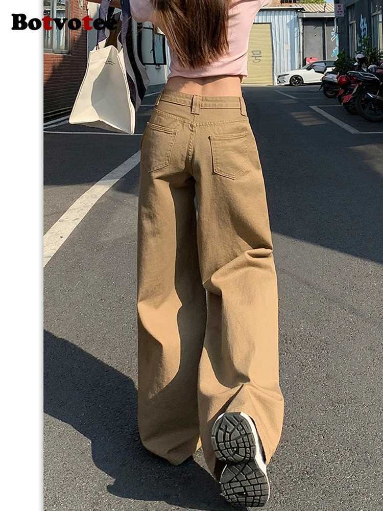 Botvotee Baggy Jeans Women Khaki Loose Boyfriend Style 90s Korean Fashion 2025 New Streetwear Oversized High Waisted Jeans Z250910