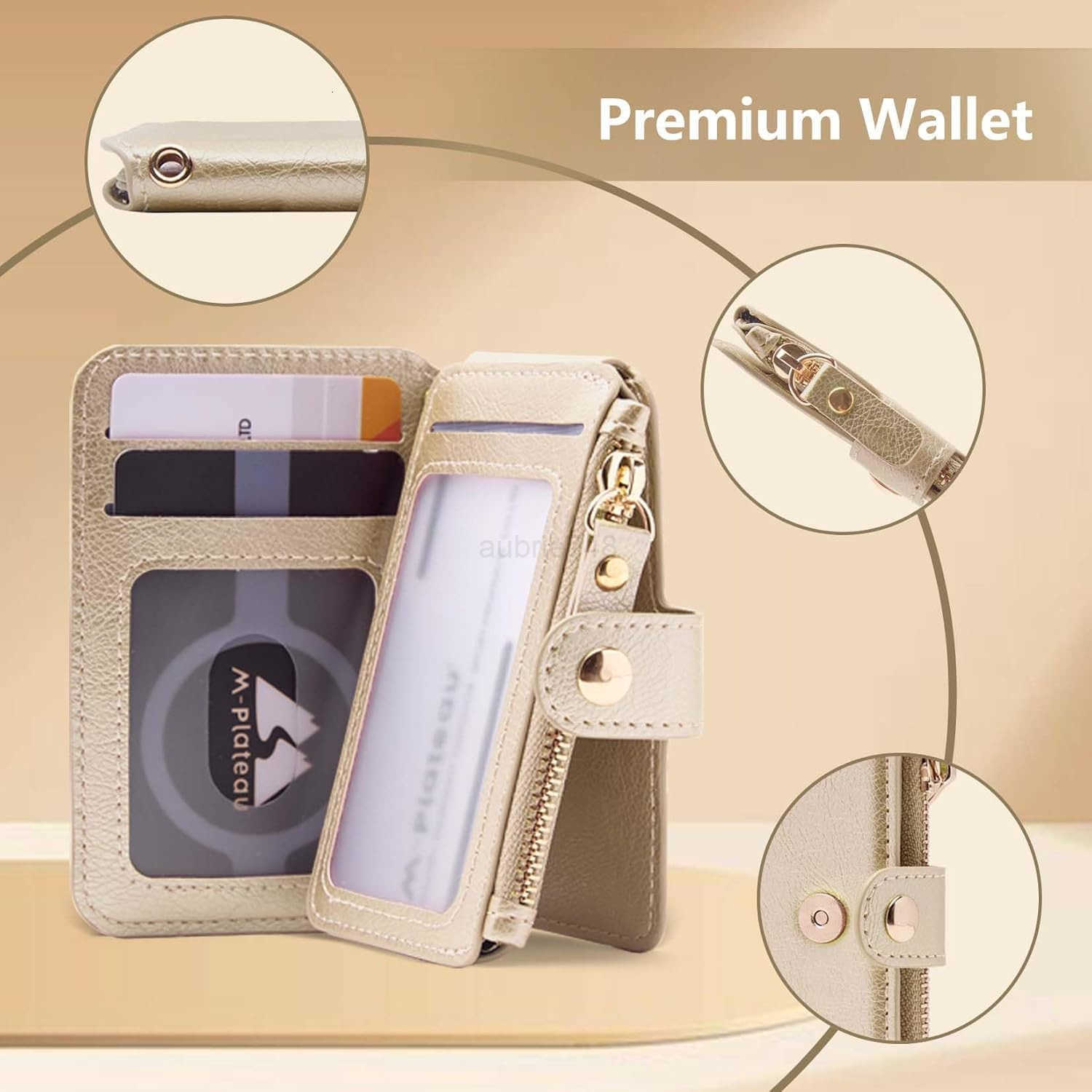 Keychain wallet Rfid Blocking CARD Holder Leather Zipper Card Case for WomenZ250910