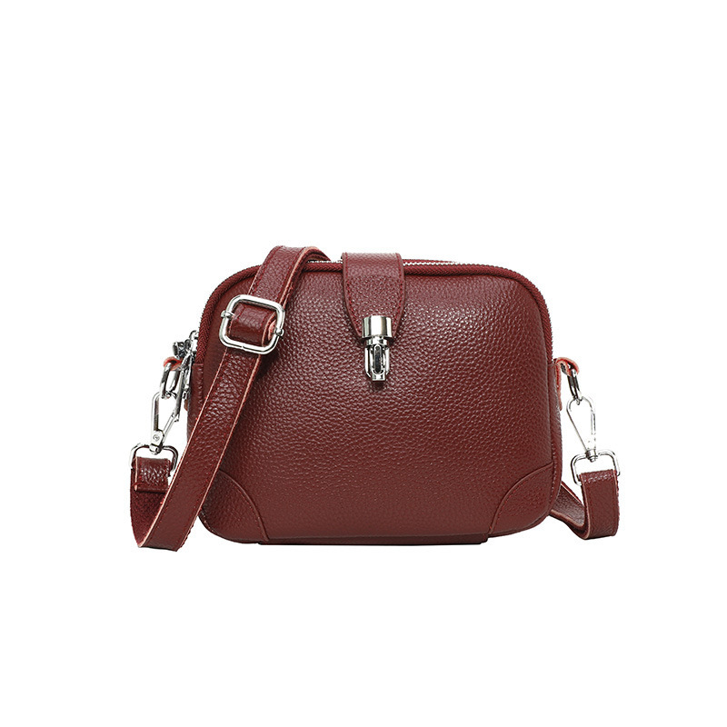 Free shipping designer Genuine Leather Women Bag Wholesale New Trendy Fashion Simple Versatile Shoulder Bag Small Square Bag Top Layer Cowhide Crossbo