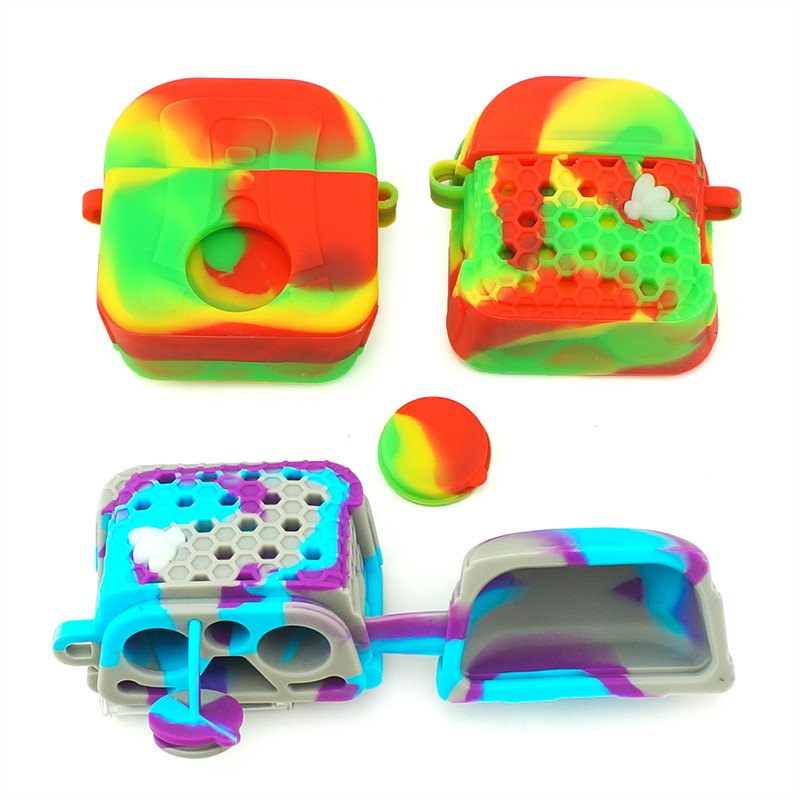 Silicone Smoking Pipes Colorful Silicone Pipe For Tobacco Dry Herb Spoon Silicone Pipes With Holes Glass Bowl Hookah Accessories Glass titanium nail t