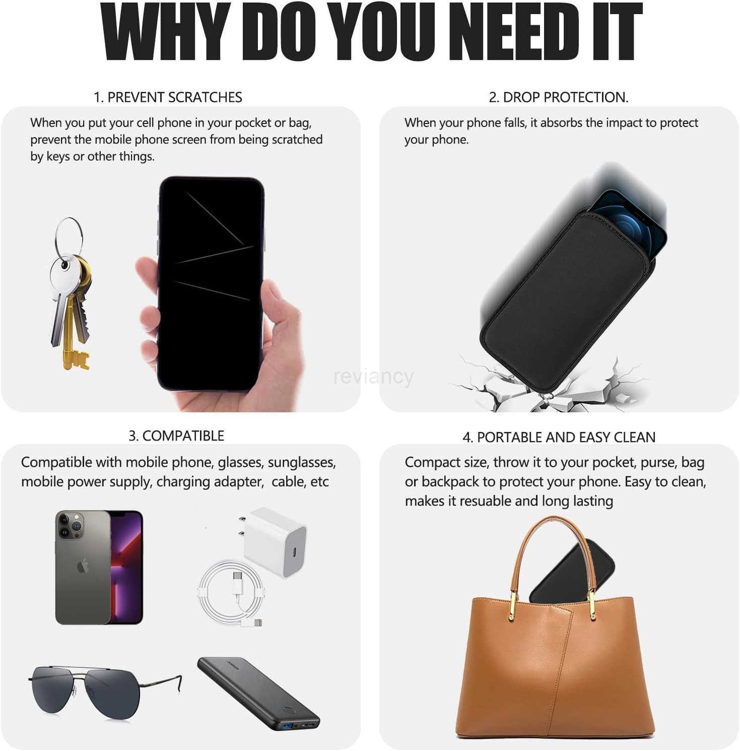 2 PCs Neoprene Cell Phone Sleeve Phone Pouch Compatible for 16 Pro Max 16 Plus Galaxy S25 Ultra S25 S24 FE A16 A35 A55 Pixel 9 Pro XL OnePlus 13 13R L