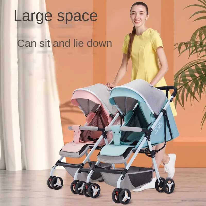 Twins Baby Stroller High Landscape TwoWay Can Sit and Lie Down Detachable Ultralightweight Portable Folding Baby Stroller W250910