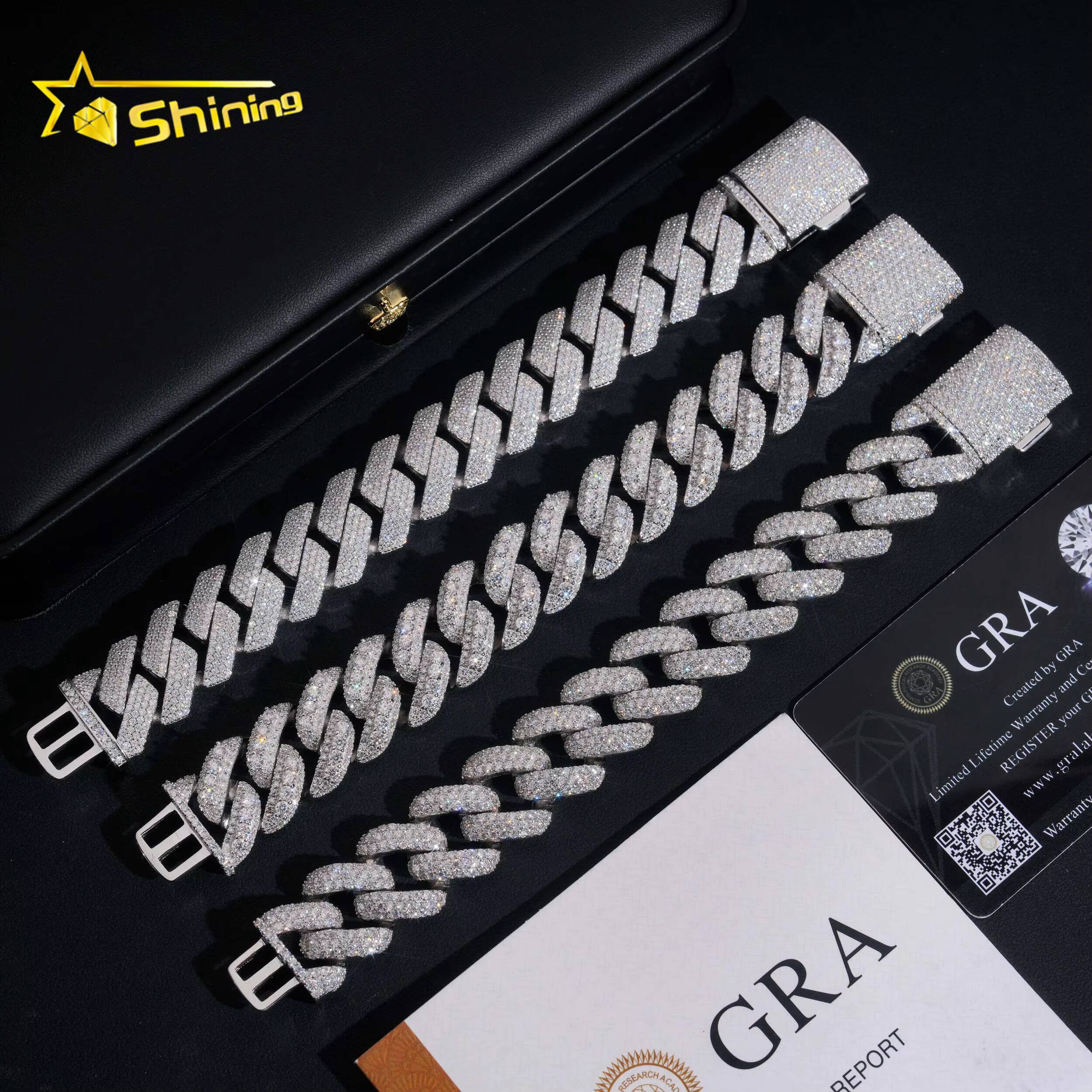 Hot Sale 20mm Mens Cuban Bracelet Sterling Silver 925 Moissanite Pass Diamond Tester Luxury Cuban Link Chain Hip Hop Jewelry