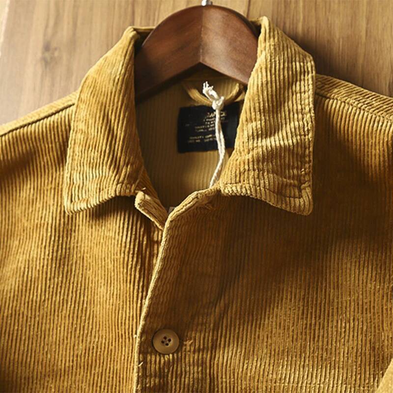 Fashionable Mens Corduroy Cargo Jackets 2025 Spring Fall Casual Solid Color Button Turn-down Collar Coats For Men Vintage Jacket