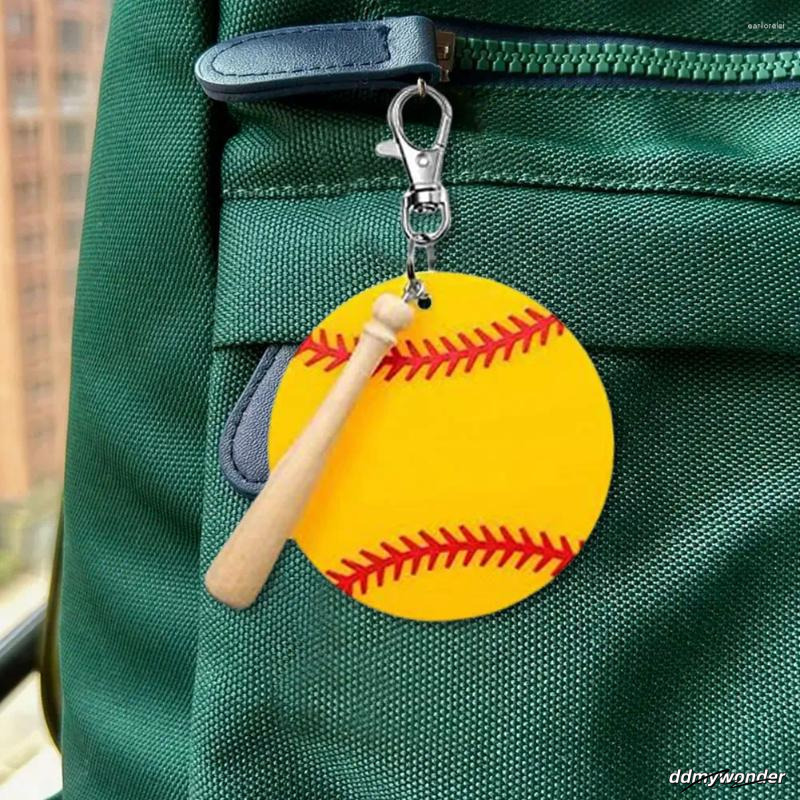 Keychains 12Set Baseball Acrylic Keychain With Mini Bat Keyring Sports DIY For Crafting Party Favors