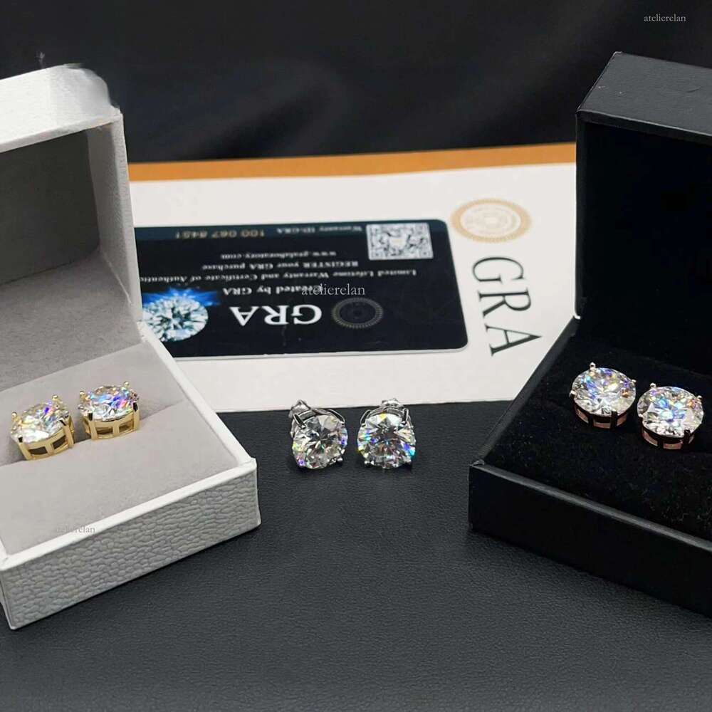 10mm 11mm Fine Jewelry Iced Out Sterling Sier VVS Moissanite Dia Screw Back Stud Earrings