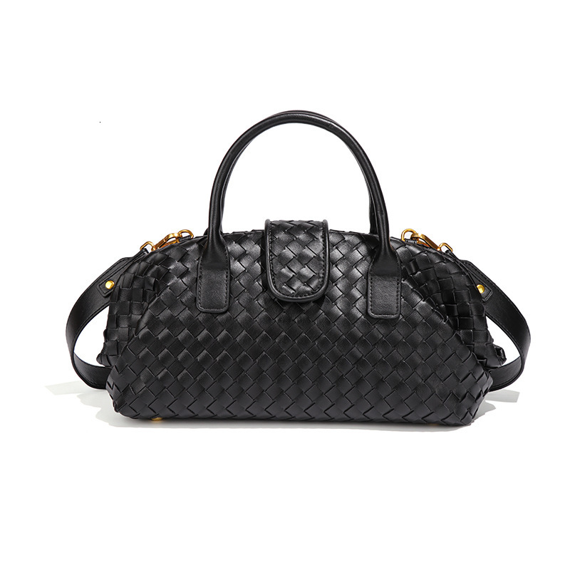 New Women's Woven Handbag High-end Crossbody Clip Horizontal Shell Classic Fashion Boston Bag