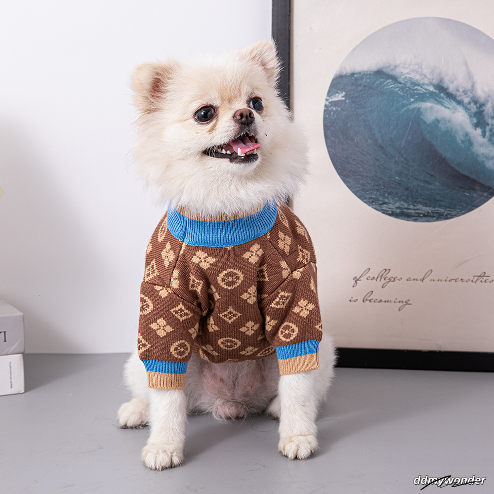 Dog Sweaters Small Medium Dogs Fall Classic Knitted Flower Pattern Puppy Holiday Winter Coat Clothes For Female Girl Male Boy Warm Brown XXL Y262 ddmy