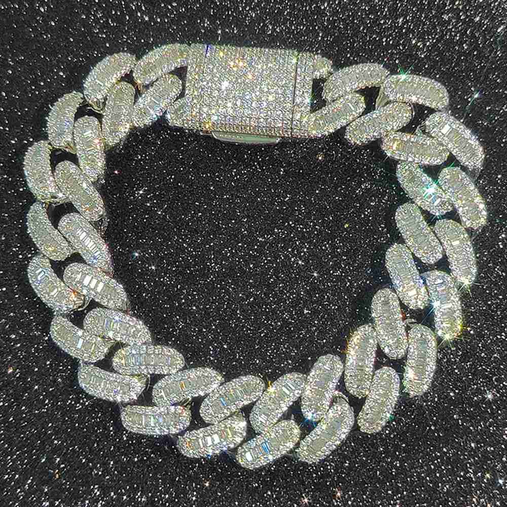 Fashion Hip Hop 15MM Mixed Inlaid Ice Out Cuban Bracelet Mens Double Stone Cuban Chain Bracelet 250326