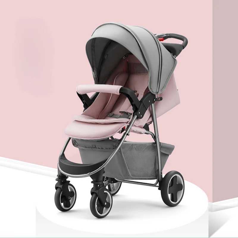 Portable Folding Four Wheels Stroller Baby High View Carriers and Strollers Sit or Lie Down Shock Absorption Baby Pram W250910