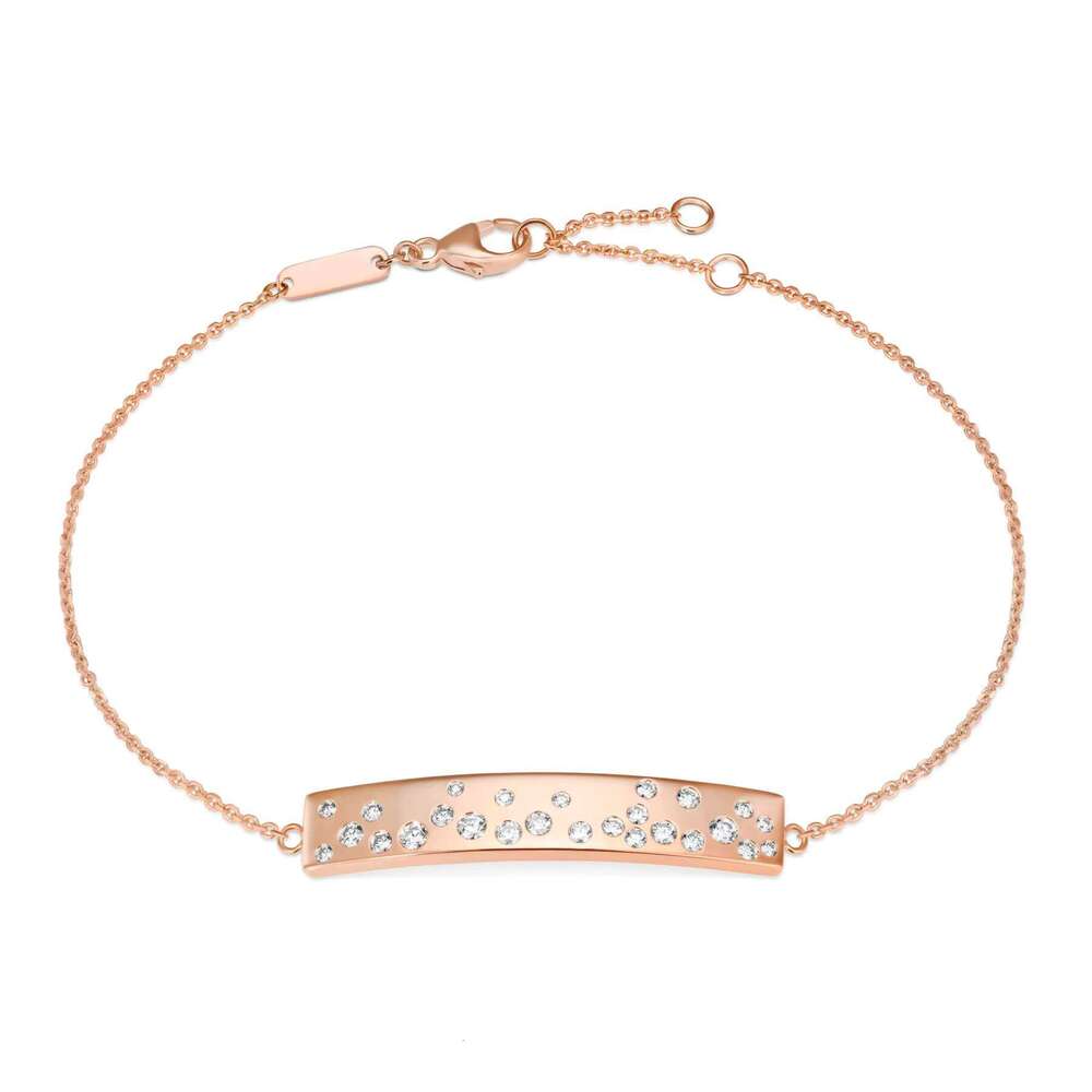 New Arrival High Quality Gold Plated Engravable Stainless Steel Bar Dia Moissanite Bracelet Women