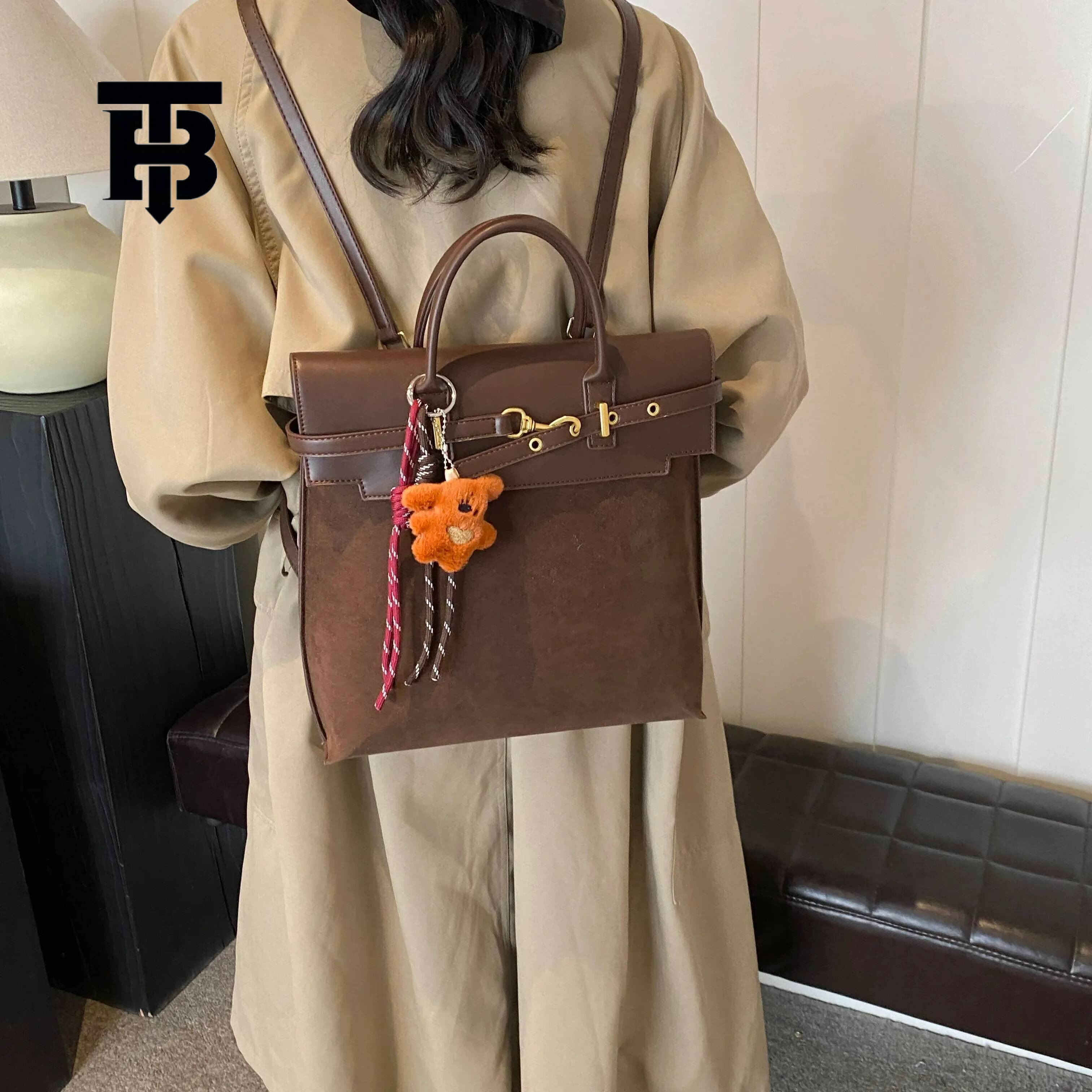 TB BHULAMTE2025 Women's Casual Large-capacity Luxury Designer Shoulder Retro Casual Handbag Travel Backpack Xiaofang New Style Simple And Elegant