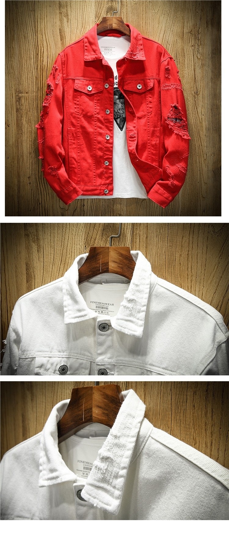 Men's Jackets Denim Jacket Luxurious Design For Spring And Autumn. Pink Ripped Jacket. Daily Casual. Fashionable Trendy.