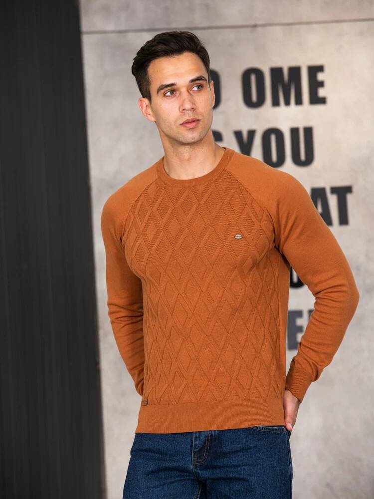 AIOPESON Argyle Basic Solid Color O-neck Long sleeve Knitted Male Pullover Winter Fashion New Warm Sweaters for Men dongdumaoyi