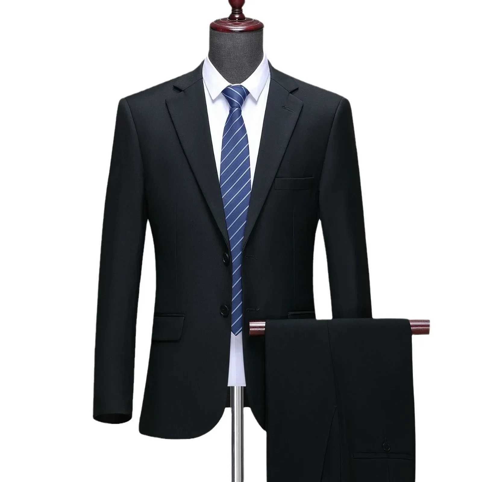 Suit S8XL Blazer Trousers Mens Fashion Business Plus Size Gentlemans Casual Shirt for Work Slimfit Wedding Formal Suit W250910
