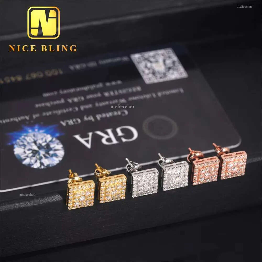 Hot Sale Hip Hop Jewelry Iced Out Ear Studs Sterling Sier VVS Moissanite Stud Earring for Women