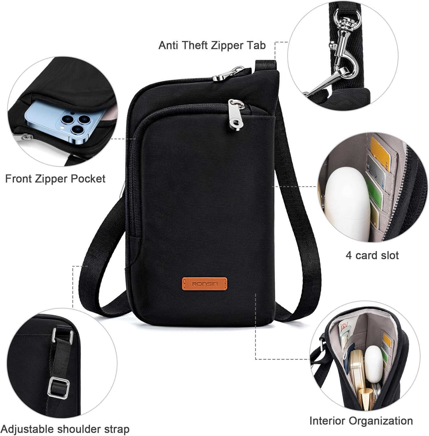 Women Crossbody Bag Nylon Cell Phone Purses Wallet Travel Pouch Shoulder Strap with Anti Theft Locking Zipper Z250910