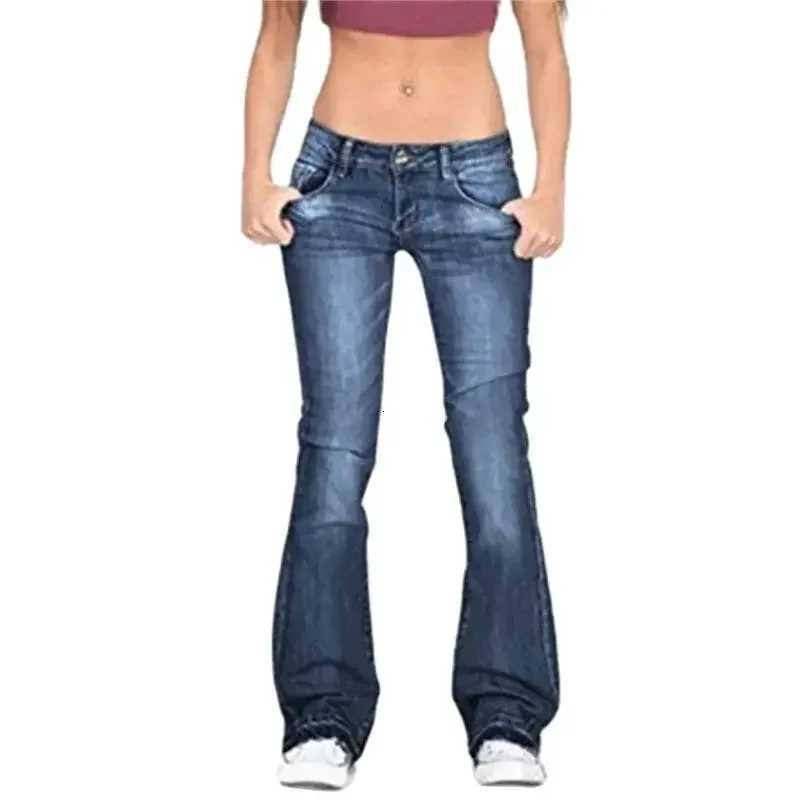 2024 Vintage Mid Waist Washed Jeans Women New Slim Fit Micro Flared Trousers Casual Commuter Female Denim Pants Trend Streetwear Z250910