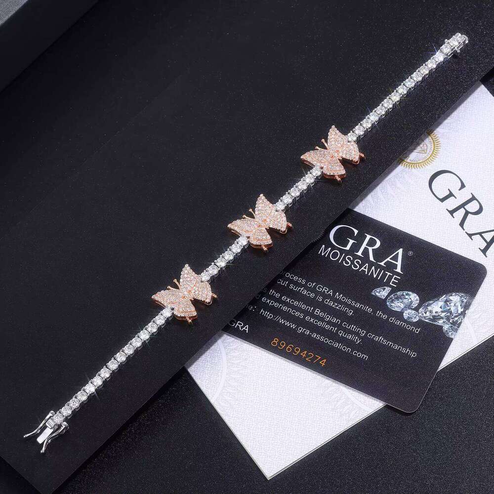 Zanlong 15232 butterfly Wholesale Friendship Tennis Dia Super White Moissanite Cuban Bracelet