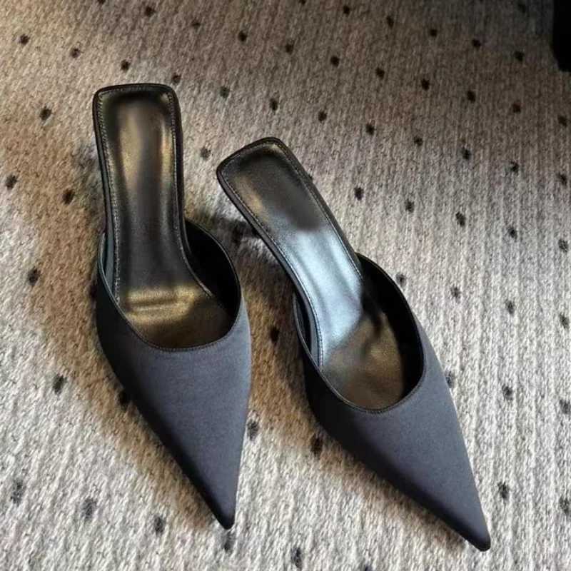 Shoes Female 2025 Brand Slingbacks Womens High Heels Fashion Dress Pumps Women Pointed Toe Thin Heel Plus Size Womens Slippers W250910