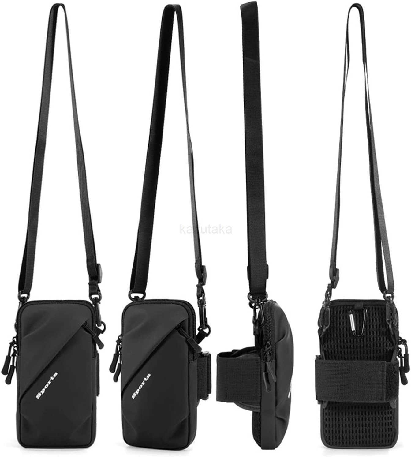 Phone Holder Arm Band Small Crossbody Shoulder Holsters Bag with Arm Bands Fits iPhone and Android Use for Running Walking Hiking Biking 67 Inches Bla