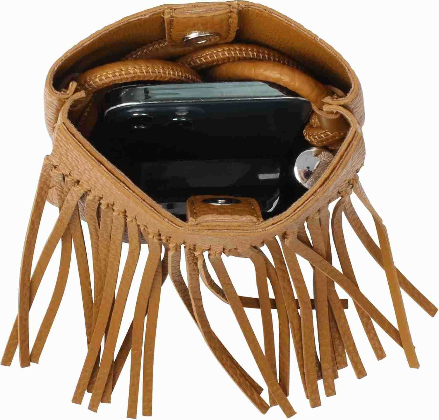 Womens Mini Fringed Crossbody Shoulder Bag Leather Cellphone Bag Tassel Wallet PurseW250909