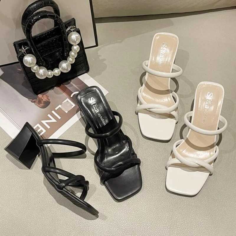 2024 New Designer Summer Pumps Slippers Sandals Shoes Women High Heels Square Toe Sandal Lady Shoes heels women W250910