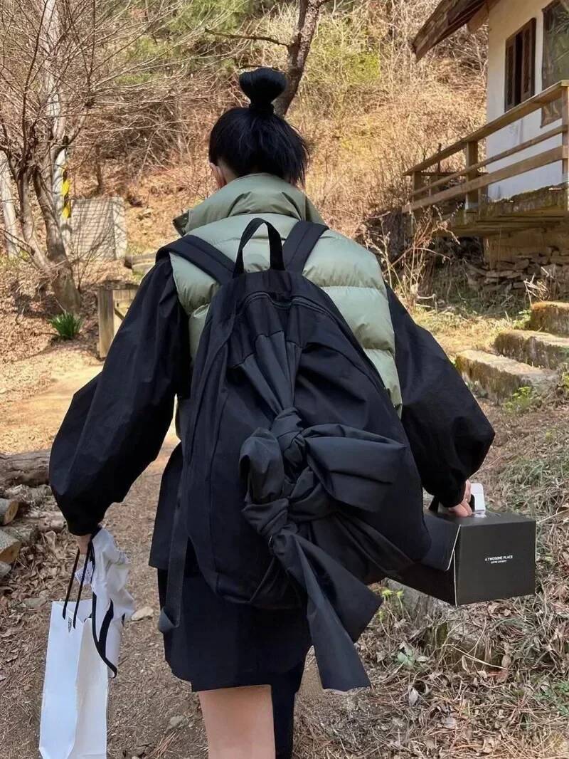Japanese Haruku Knotted Bow Aesthetic Backpack Fashion School for Women High-capacityTravel Girl Backpacks high-quality