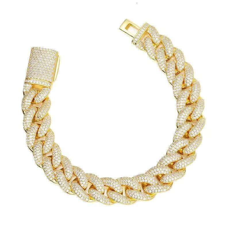 High-End 10mm Cuban Bracelet Sier Fine Jewelry Iced Out Hip Hop Style Moissanite Bangle