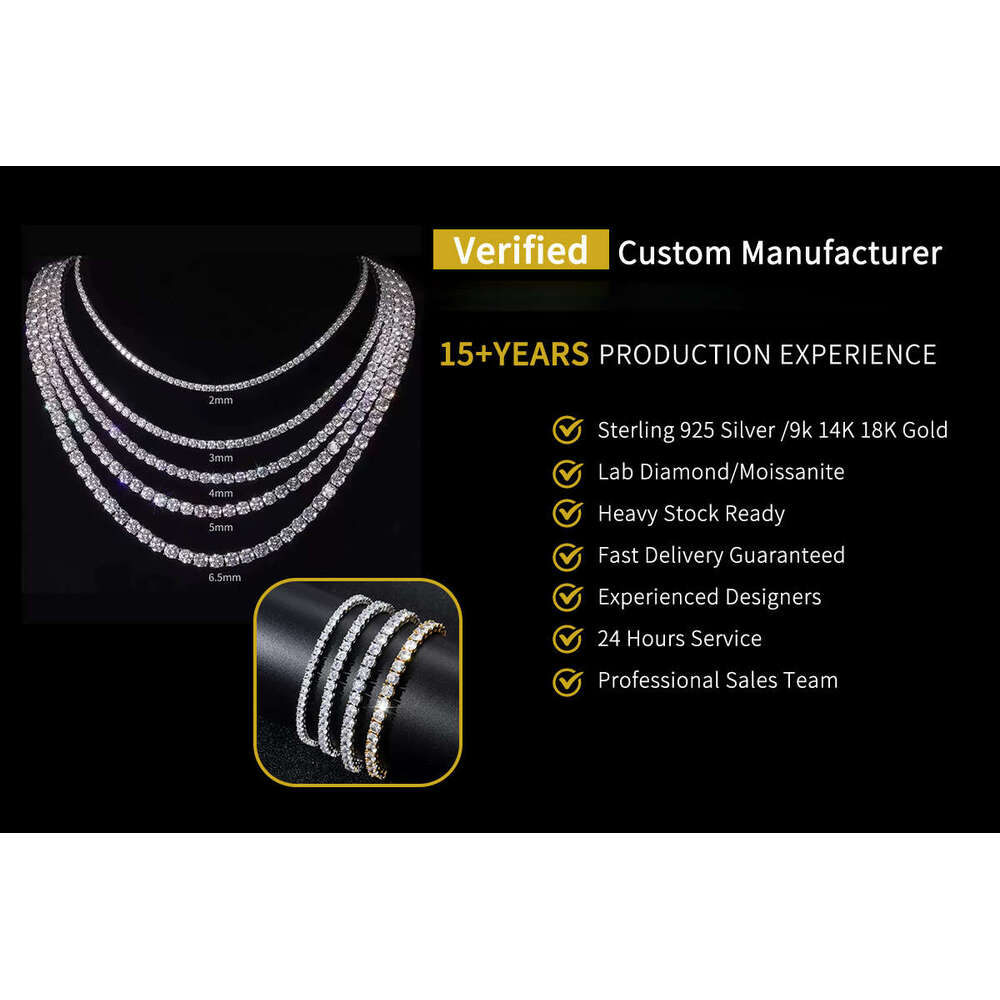 Factory Wholesale Price S Sterling Sier Champagne Moissanite Tennis Bracelet Unisex 0.01ct-1ct in Stock