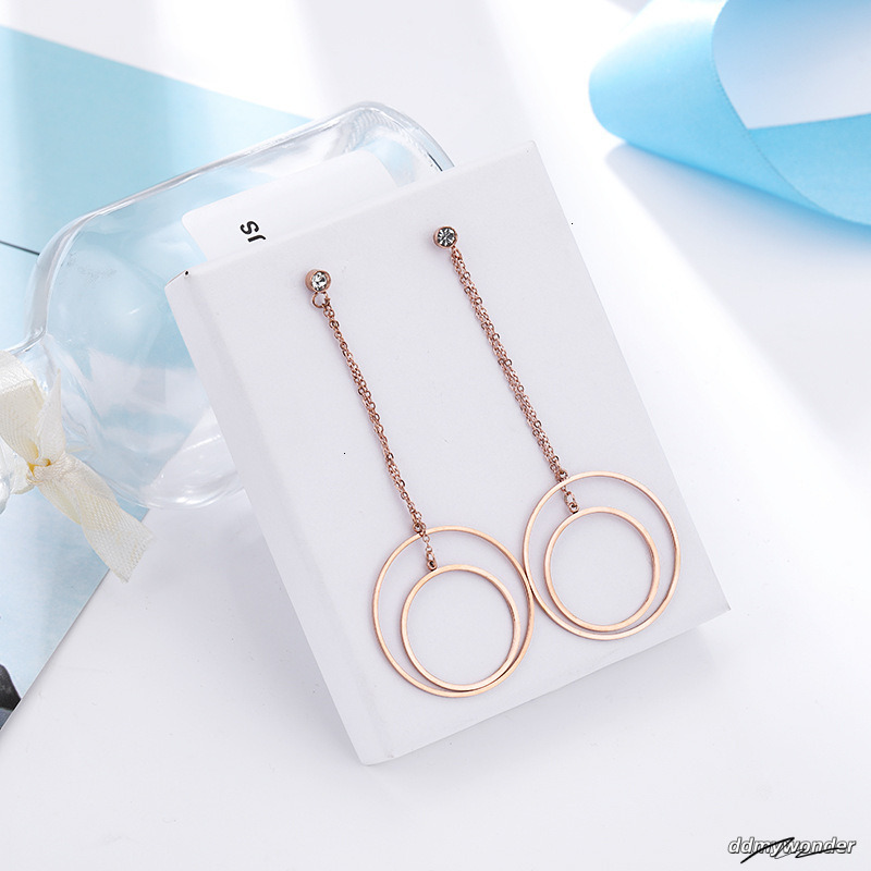 Titanium Steel Rose Gold Designer For Women, Hollow Circle Tassel Versatile Fashion Ladies' Jewelry Earrings Accessories Wholesale