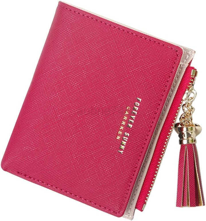 Womens Small Compact Slim Leather Mini Wallet Lady Purse Zipper Pocket Card Organizer Bifold Wallets PinkZ250910