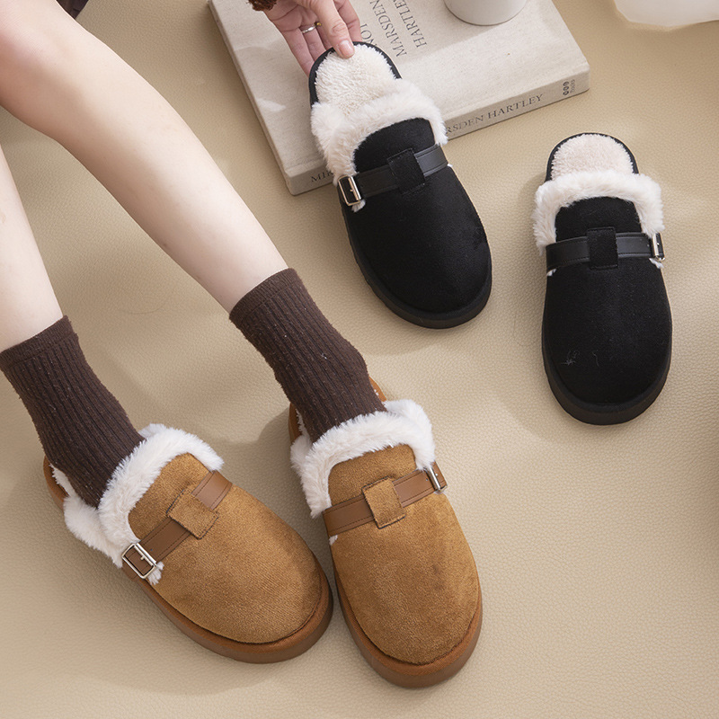 Free Shipping Winter New Design Warm Plush Slippers Ladies House Thick Sole Outdoor Comfortable Green Black Coffee