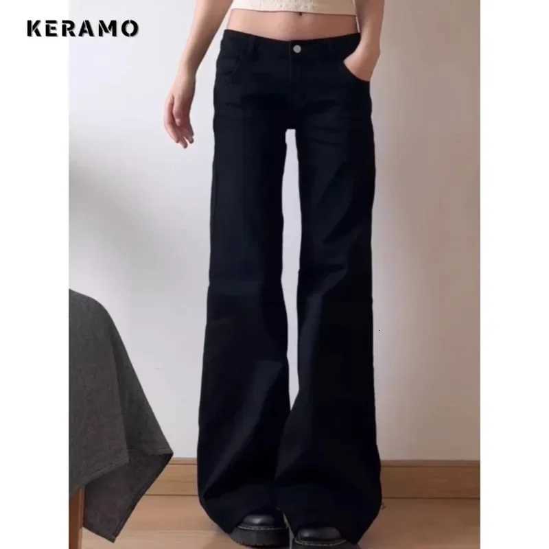 Normcore Y2K Baggy Black Denim Trouser Washed Vintage Casual Minimalist Pants Grunge High Waist Solid Color Street Retro Jeans Z250910