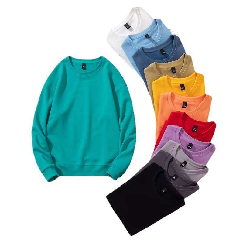 Men's with Puff Print, High-Quality Cotton Blank Pullover, Drop Shoulder Crew Neck Sweatshirt