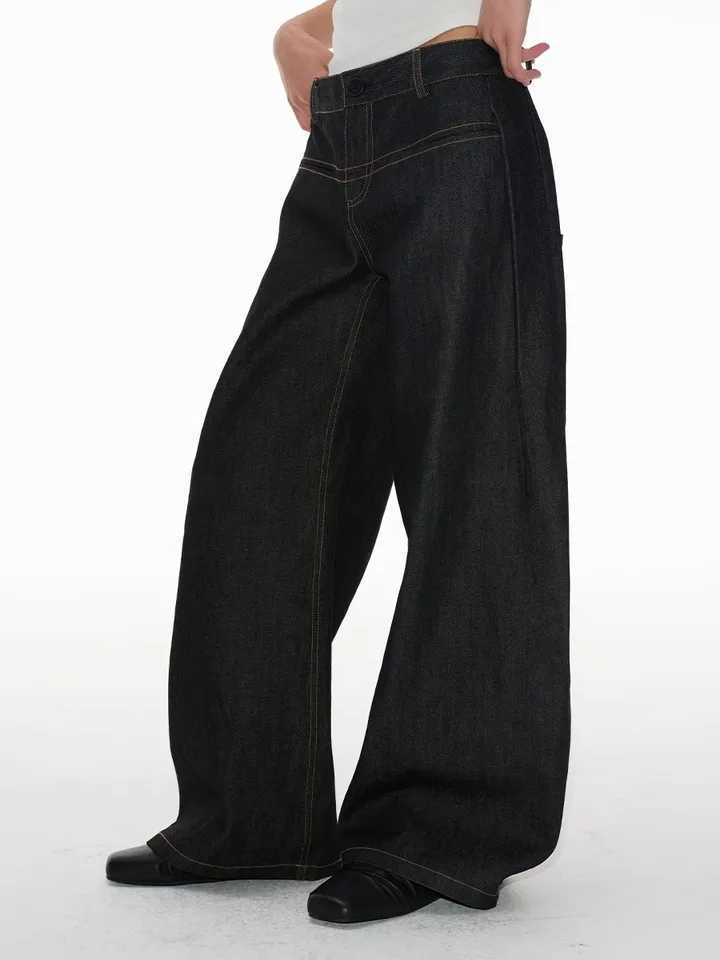 Vintage Baggy Low Waist Jeans Women Y2K Wide Leg Pants Oversized Harajuku White Lace Straight Leg Jeans Z250910