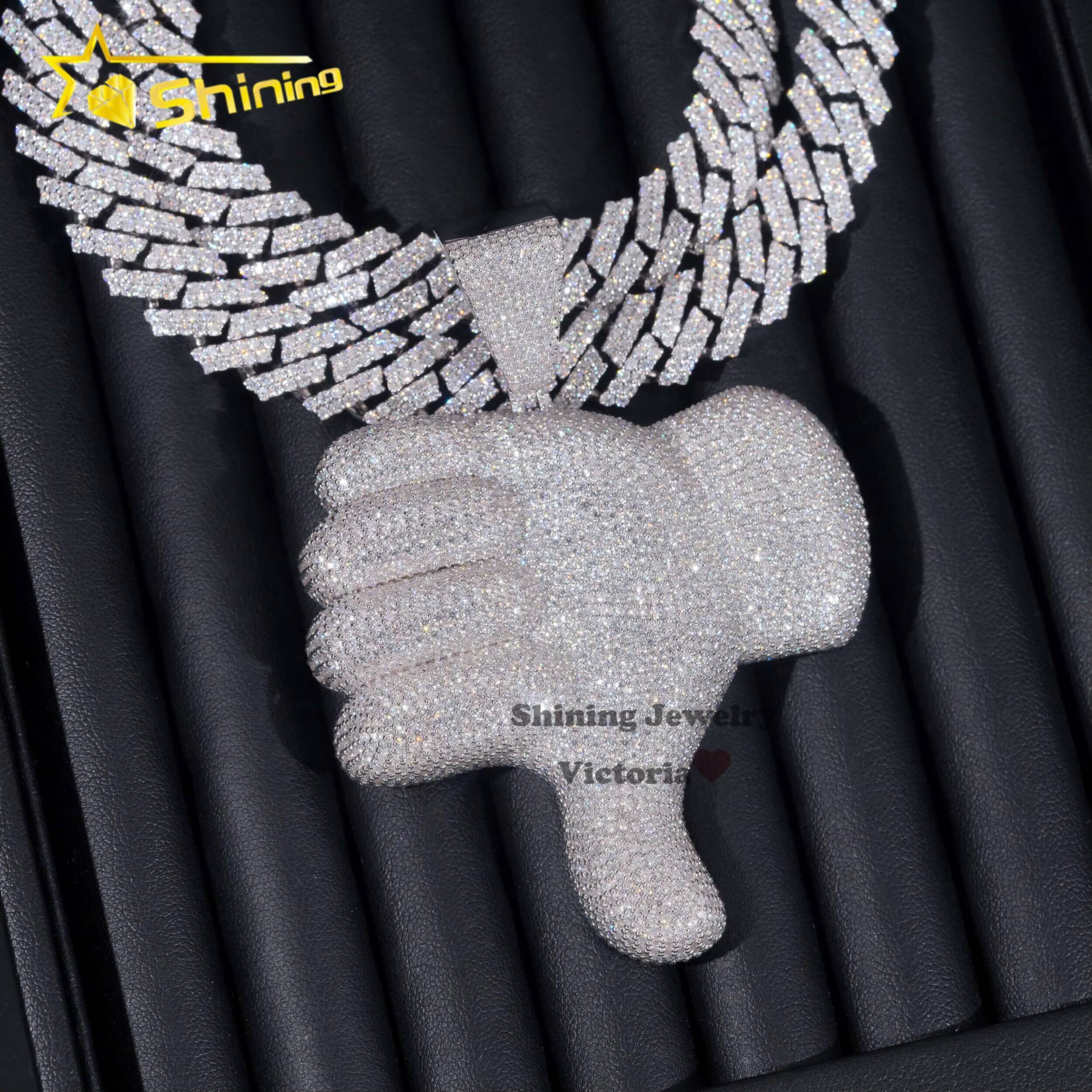 Personalized Rapper Charms Hip Hop Jewelry 925 Silver White Gold Plated VVS Moissanite Diamond Custom Iced Out Pendant