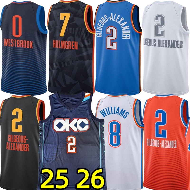 25 26 OKC City Basketball Jerseys Thunde Shai Gilgeous Alexander Chet Holmgren Jalen Williams Jersey Luguentz Dort Isaiah Hartenstein Cason Wallace Westbrook