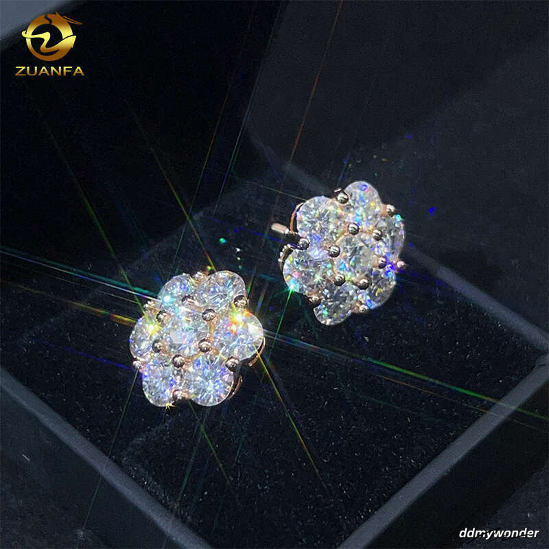 Hot Sale Dropshipping Fashion Jewelry Earrings Gold Plated Sier Vvs-Fl GRA Iced Out Screw Back Moissanite Stud Earring ddmywonder ddmywonder ddmywonde
