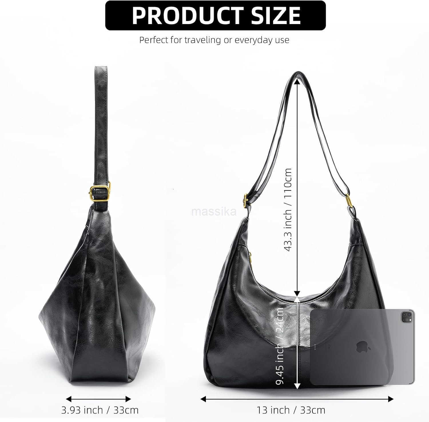 Hobo Bag for Women Ultra Soft Foldable Vegan Leather Shoulder Handbag Stylish Slouchy Tote Purses M250910